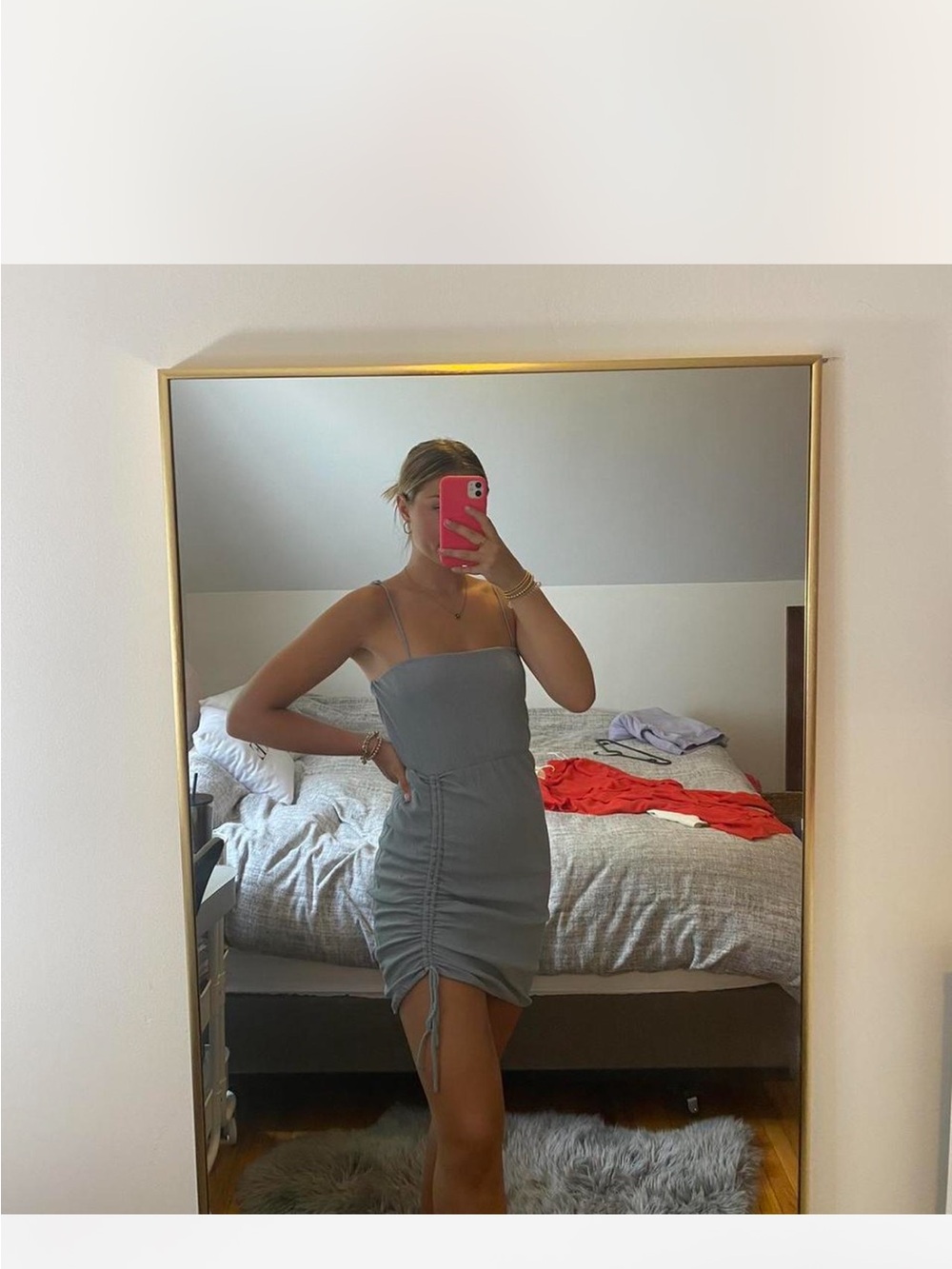 REVOLVE blue Ruched Spaghetti-Strap Mini Dress